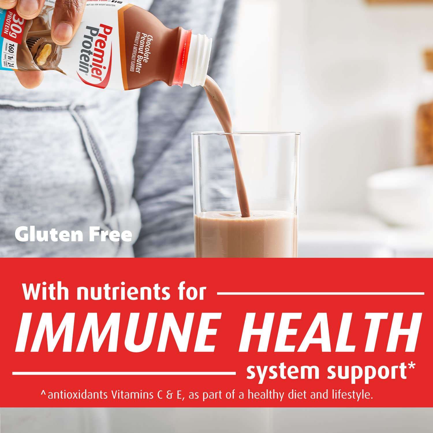 Premier Protein Shake, Chocolate Peanut Butter, 30g Protein, 1g Sugar, 24 Vitamins & Minerals, Nutrients to Support Immune Health, 11.5 Fl Oz, 12 Count - Image 3