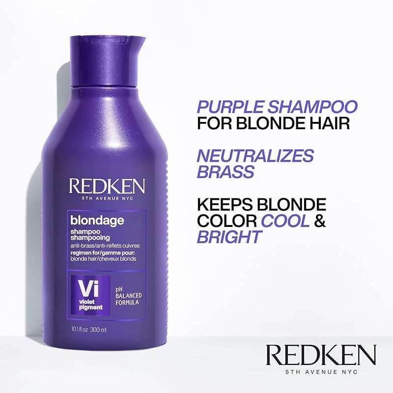 Redken Blondage Purple Shampoo For Blonde, Bleached or Highlighted Hair - Neutralizes Brassy Tones With Salicylic Acid, Color Depositing - Image 2