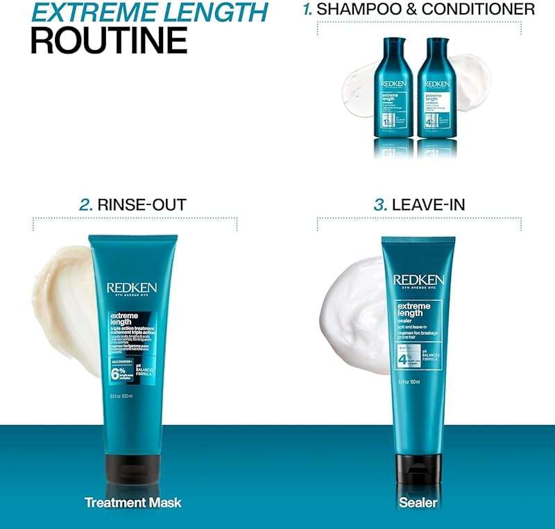 Redken Extreme Length Biotin Conditioner For Longer Hair – Promotes Healthy Hair Growth, Strengthens & Detangles Damaged Hair, Infused With Biotin & Castor Oil​ - Image 4