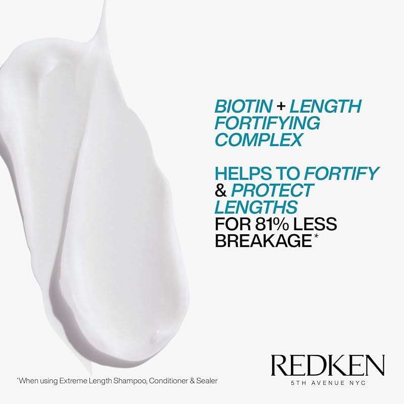 Redken Extreme Length Biotin Conditioner For Longer Hair – Promotes Healthy Hair Growth, Strengthens & Detangles Damaged Hair, Infused With Biotin & Castor Oil​ - Image 6