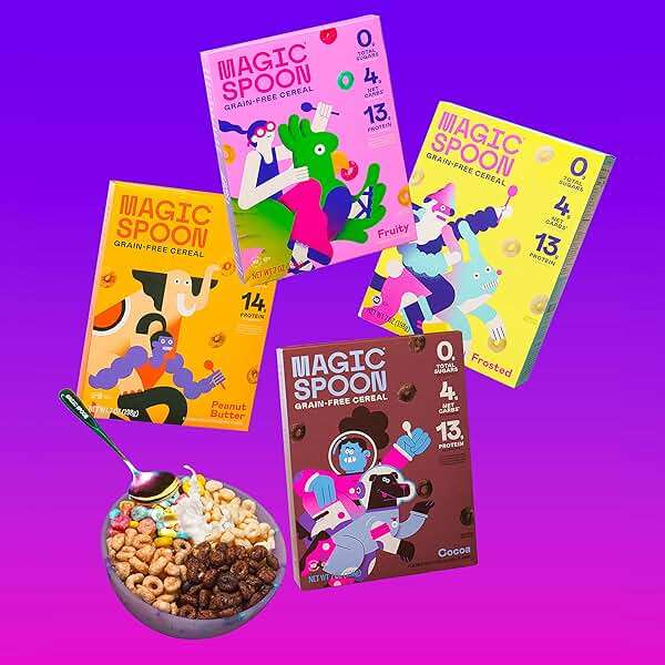 Magic Spoon Cereal - High Protein Cereals - Sugar Free Snacks & Breakfast Food - Grain & Gluten Free Cereal - Low Carb & Keto Friendly - 4 Pack Variety: Fruity, Cocoa, Classic Marshmallow, Peanut Butter - Image 4