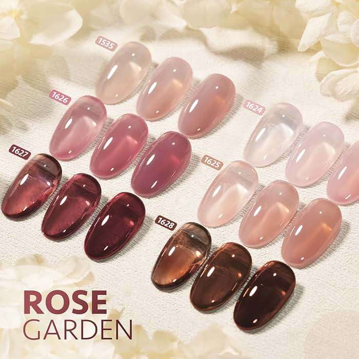 GAOY Rose Garden Jelly Gel Nail Polish of 6 Transparent Nude Red Pink Brown Colors Sheer Gel Polish Kit for Salon Manicure and Nail Art DIY at Home - Image 6