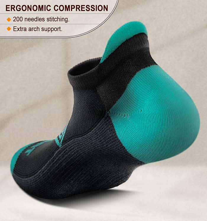 BULLIANT Socks For Women 6Pairs-Womens Athletic Ankle Socks No Show Cushioned for Walking Running-Compression Arch Support - Image 4