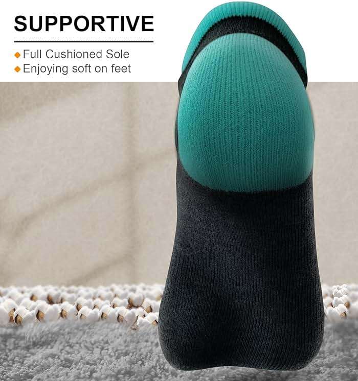 BULLIANT Socks For Women 6Pairs-Womens Athletic Ankle Socks No Show Cushioned for Walking Running-Compression Arch Support - Image 5