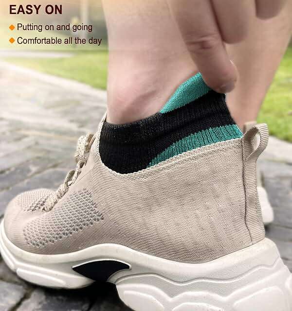 BULLIANT Socks For Women 6Pairs-Womens Athletic Ankle Socks No Show Cushioned for Walking Running-Compression Arch Support - Image 7