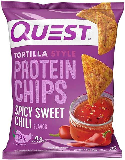 Quest Nutrition Spicy Sweet Chili Tortilla Chip, 19g Protein, 4g Net Carb, High Protein Low Carb, Gluten Free, 1.1 oz (Pack of 12) - Image 1
