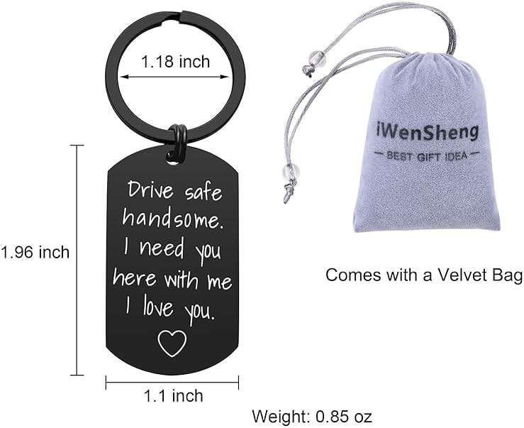 Drive Safe Keychain for Boyfriend - Drive Safe Handsome I Need You Here With Me Keyring Birthday Valentine’s Day Gifts for Him Boyfriend Husband Gifts - Image 3
