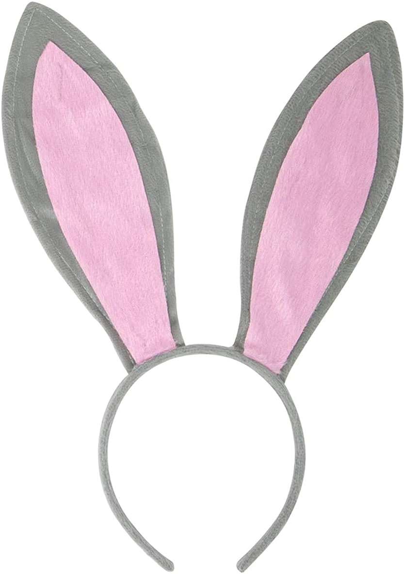 Funcredible Gray Bunny Ears Headband – Bendable Rabbit Ears for Him and Her– Soft Velvet Bunny Accessories for Women and Men – Rabbit Costume for Parties and Concerts - Image 1