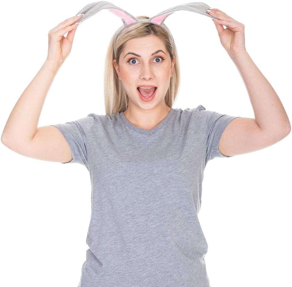 Funcredible Gray Bunny Ears Headband – Bendable Rabbit Ears for Him and Her– Soft Velvet Bunny Accessories for Women and Men – Rabbit Costume for Parties and Concerts - Image 4
