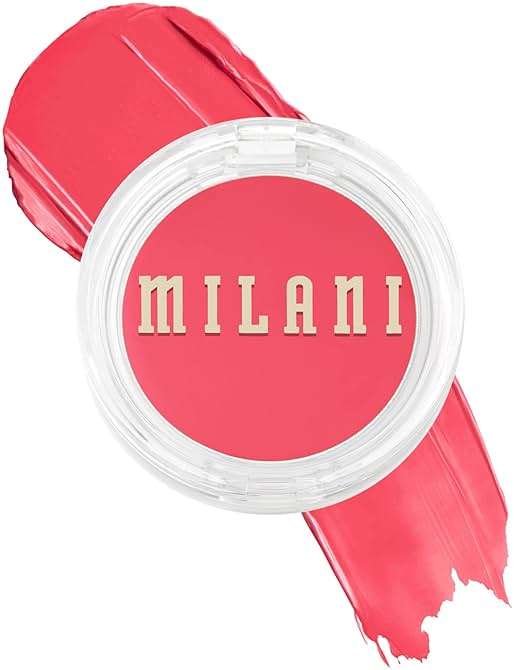 Milani Blush Makeup – Cheek Kiss Cream Blush for Cheeks, Buildable Cream-to-Gel Blusher & Lip Tint, Dewy Natural Color, Hydrating - Coral Crush - Image 1