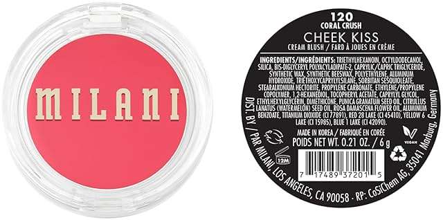Milani Blush Makeup – Cheek Kiss Cream Blush for Cheeks, Buildable Cream-to-Gel Blusher & Lip Tint, Dewy Natural Color, Hydrating - Coral Crush - Image 2