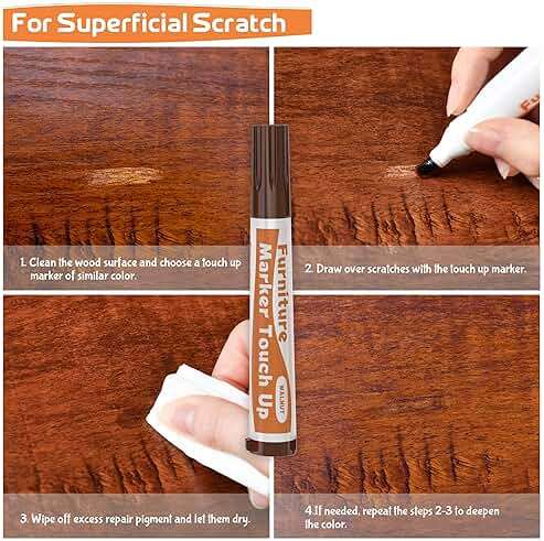 REALINN Wood Furniture Repair Kit- Set of 28 - Touch Up Markers, Fillers with Wood Putty - Repair Scratch, Cracks, Hole, Discoloration for Wooden Door, Floor, Table, Cabinet - Image 3