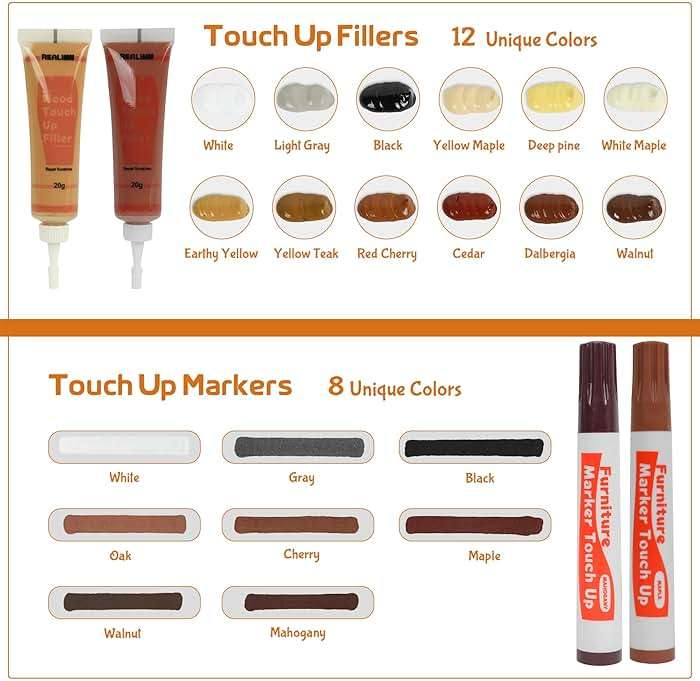 REALINN Wood Furniture Repair Kit- Set of 28 - Touch Up Markers, Fillers with Wood Putty - Repair Scratch, Cracks, Hole, Discoloration for Wooden Door, Floor, Table, Cabinet - Image 8