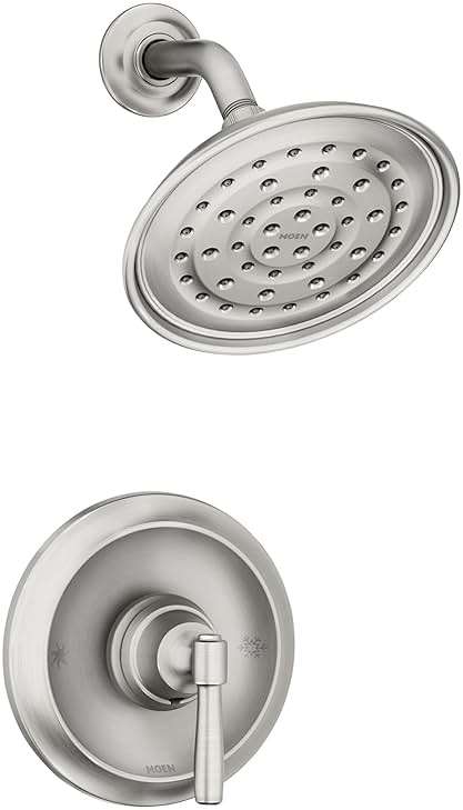 Moen Halle Spot Resist Brushed Nickel Shower Faucet Trim Set featuring Wide Showerhead and Lever Handle with Posi-Temp Valve Included, 82971SRN - Image 1