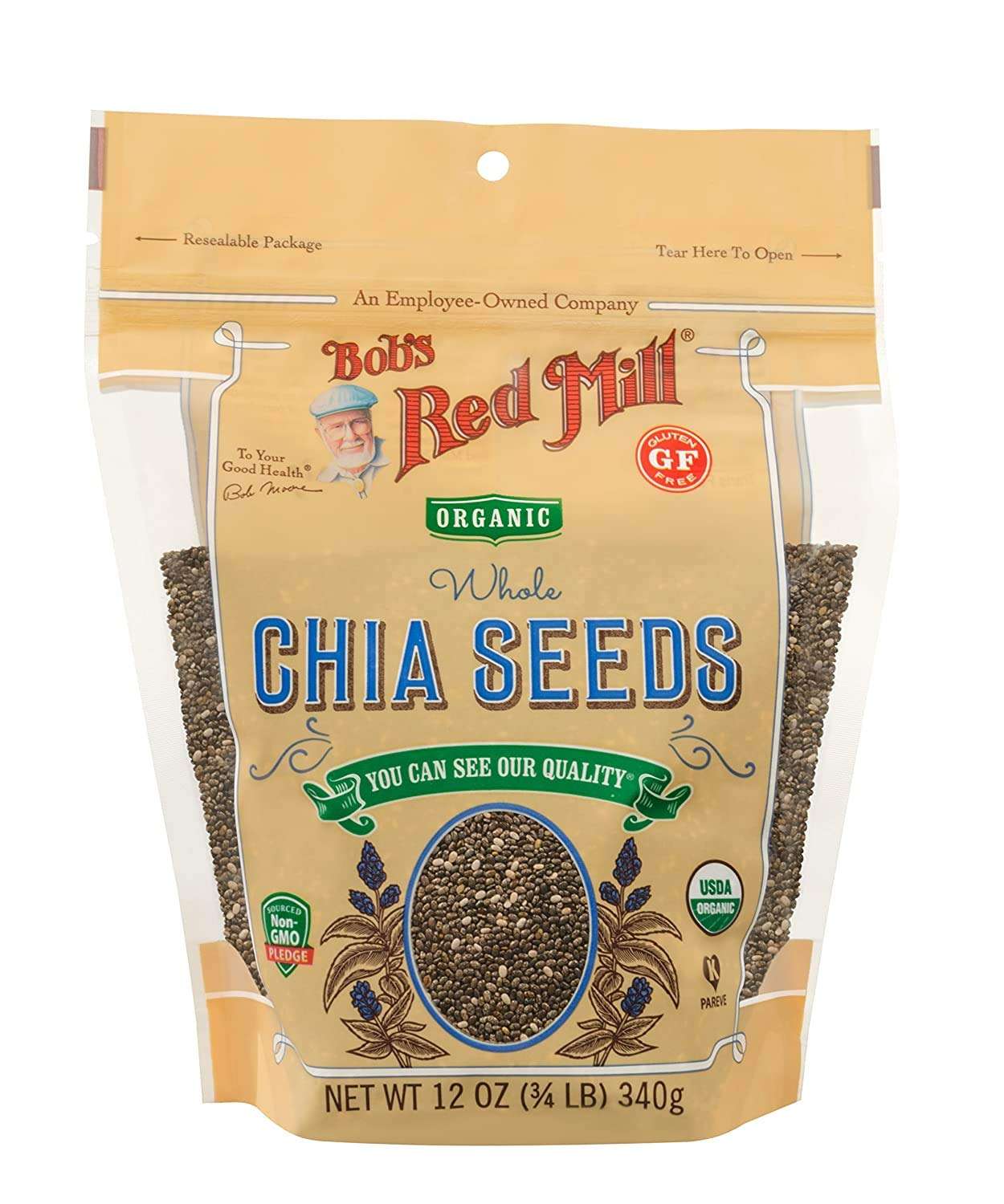 Bob's Red Mill Resealable Organic Chia Seeds 12 Ounce (Pack of 2) - Image 1