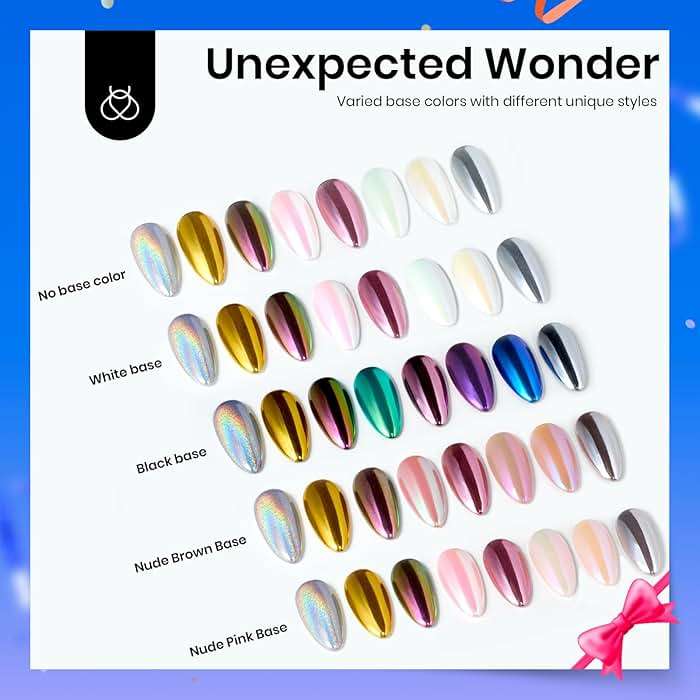 Beetles Metallic Chrome Nail Powder Kit Black White Colors Gel Polish Mirror Effect Holographic Metallic Nail Polish Chrome Manicure Art Decoration Glitter Nail Powder for Women - Image 3