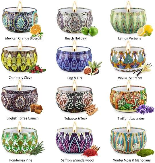 Scented Candles Gift Set, 12 Pack Soy Wax Candles for Home, 12 Scents, Aromatherapy Travel Tins with Gift Box for Women, Birthday, Housewarming, Relaxation - Image 5
