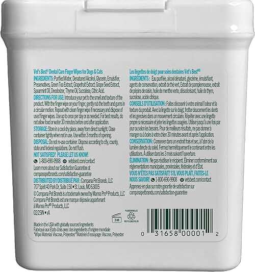 Vet's Best Finger Dental Wipes for Dogs and Cats – Oral Care Wipes for Teeth Cleaning, Fresh Breath, and Tartar Control – Gentle Finger Pads for Pet Dental Hygiene and Plaque Removal – 50 Count - Image 8