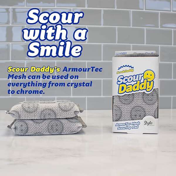 Scrub Daddy Scour Daddy Style, Scourers Non Scratch Scrubbing Sponge, Scouring Pads, Kitchen Sponges for Dishes, Dishwashing Pan Scrubber, Cleaning Supplies, Dish Sponges for Washing up, Pack of 2 - Image 2
