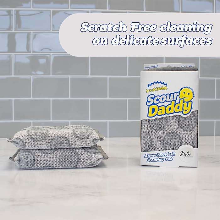 Scrub Daddy Scour Daddy Style, Scourers Non Scratch Scrubbing Sponge, Scouring Pads, Kitchen Sponges for Dishes, Dishwashing Pan Scrubber, Cleaning Supplies, Dish Sponges for Washing up, Pack of 2 - Image 5