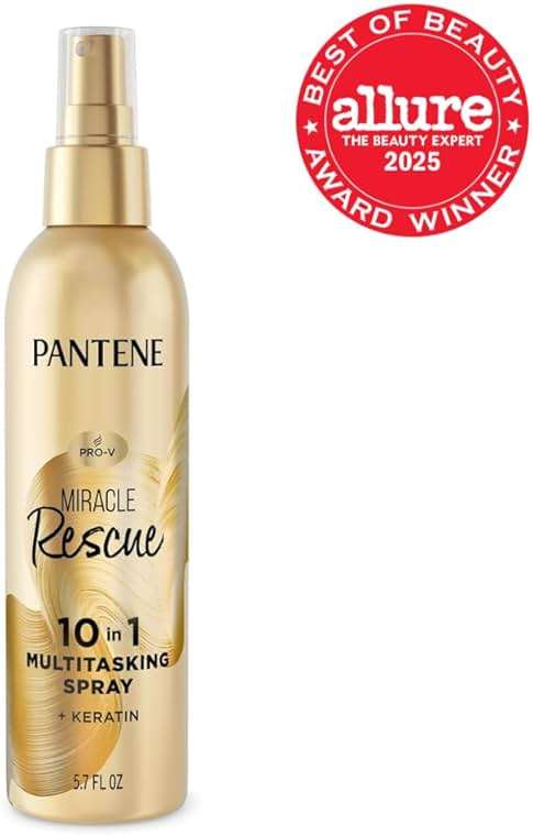 Pantene Miracle Rescue 10in1 Multitasking Spray - Heat Protection, Detangles, Repairs Damaged, Dry Hair, Improves Shine, Leave-In Conditioning Treatment with Keratin and Pro-Vitamin B5, 5.7 oz - Image 2