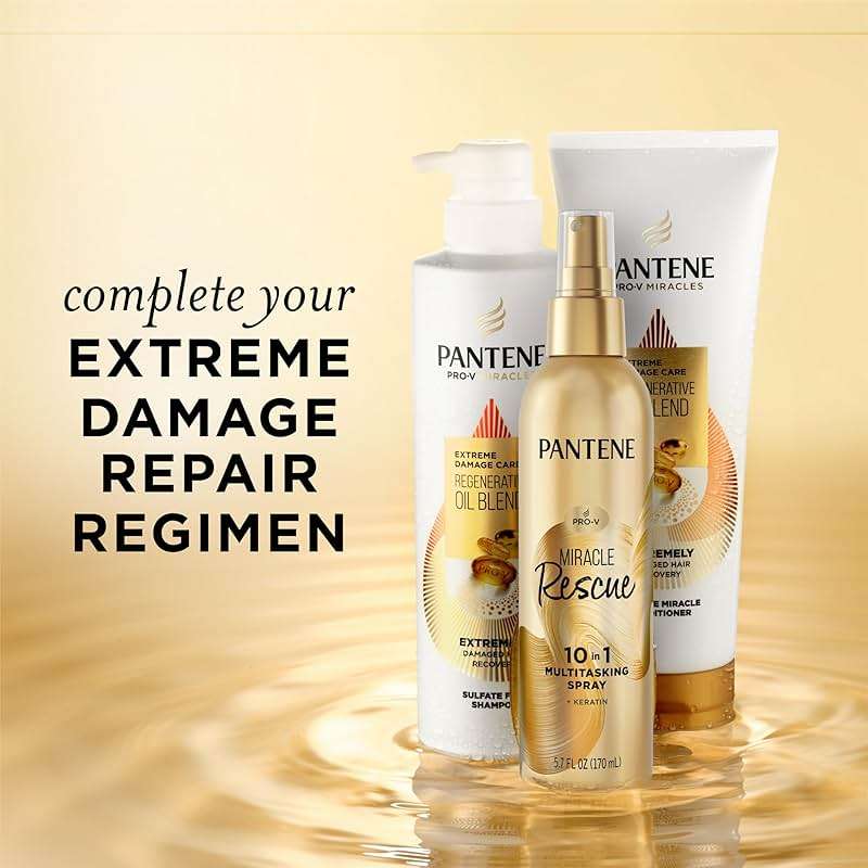 Pantene Miracle Rescue 10in1 Multitasking Spray - Heat Protection, Detangles, Repairs Damaged, Dry Hair, Improves Shine, Leave-In Conditioning Treatment with Keratin and Pro-Vitamin B5, 5.7 oz - Image 8