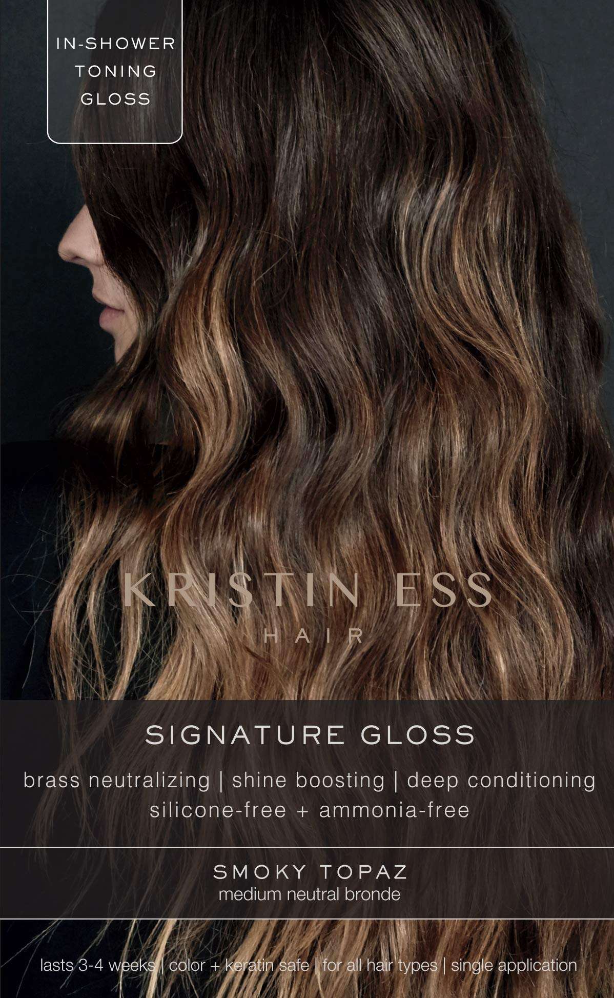 Kristin Ess Hair Gloss in Smokey Topaz Medium Neutral Blonde - 4 Wk Semi Permanent Hair Dye Glaze - Color Depositing Conditioner & Toner for Vibrant Shine & Gloss - Vegan, Silicone & Ammonia Free - Image 1