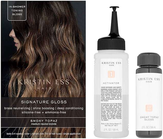 Kristin Ess Hair Gloss in Smokey Topaz Medium Neutral Blonde - 4 Wk Semi Permanent Hair Dye Glaze - Color Depositing Conditioner & Toner for Vibrant Shine & Gloss - Vegan, Silicone & Ammonia Free - Image 2