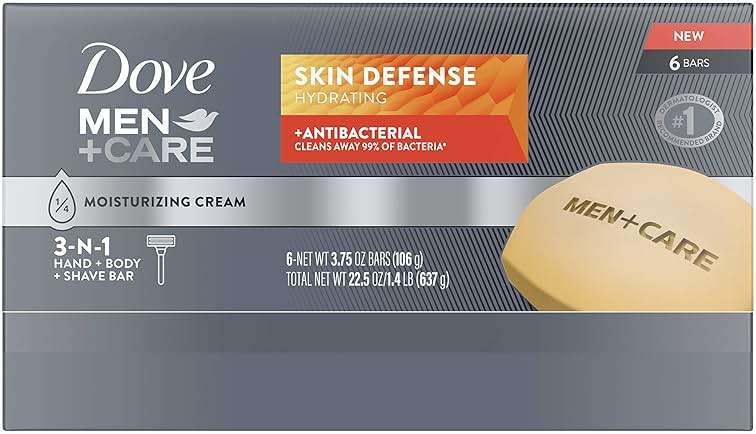 Dove Men+Care Soap Bar For Smooth, Hydrate & Nourishing the Skin - Defense Effectively Washes Away Bacteria, Cream, 3.75 Oz, 6 Count - Image 2
