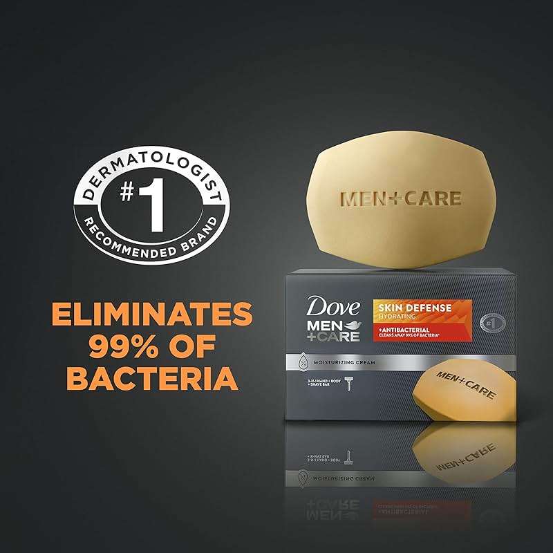 Dove Men+Care Soap Bar For Smooth, Hydrate & Nourishing the Skin - Defense Effectively Washes Away Bacteria, Cream, 3.75 Oz, 6 Count - Image 6