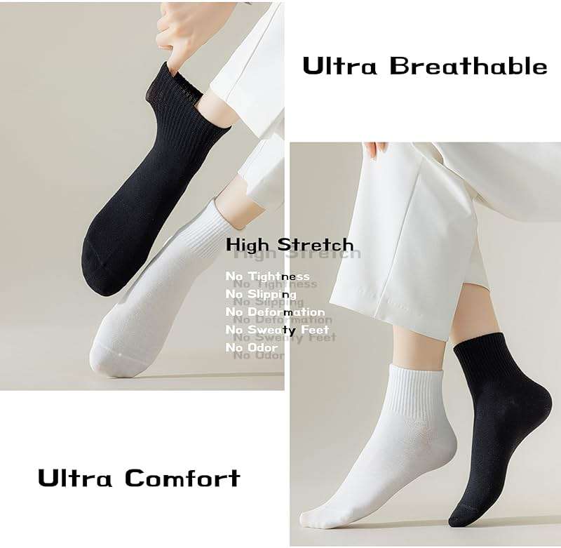NevEND 6 Pairs Women's Mini Crew/Ankle Cotton Athletic Socks with Thick Cushioned 9-11 - Image 3