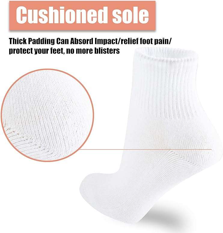 NevEND 6 Pairs Women's Mini Crew/Ankle Cotton Athletic Socks with Thick Cushioned 9-11 - Image 5