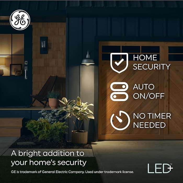 GE LED+ A19 Dusk to Dawn LED Light Bulbs, Automatic On/Off Outdoor Security Light, Soft White (2 Pack) - Image 6