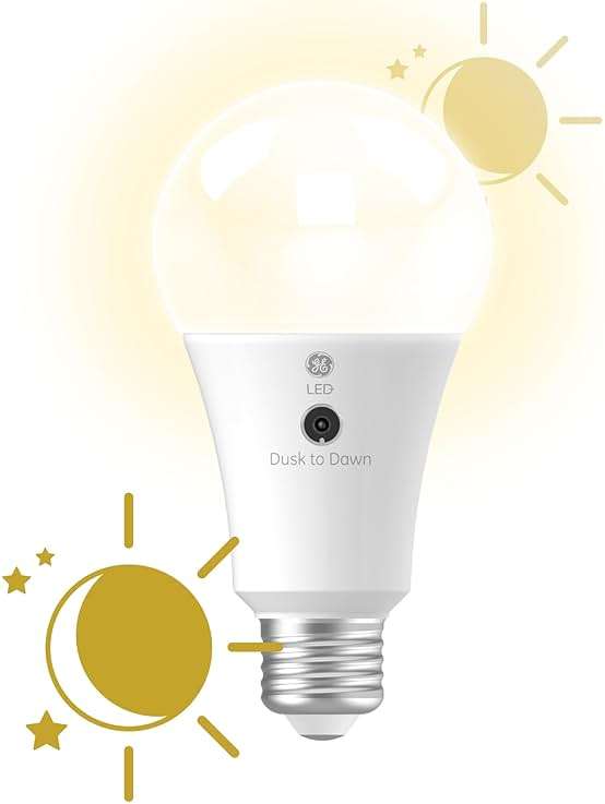 GE LED+ A19 Dusk to Dawn LED Light Bulbs, Automatic On/Off Outdoor Security Light, Soft White (2 Pack) - Image 9