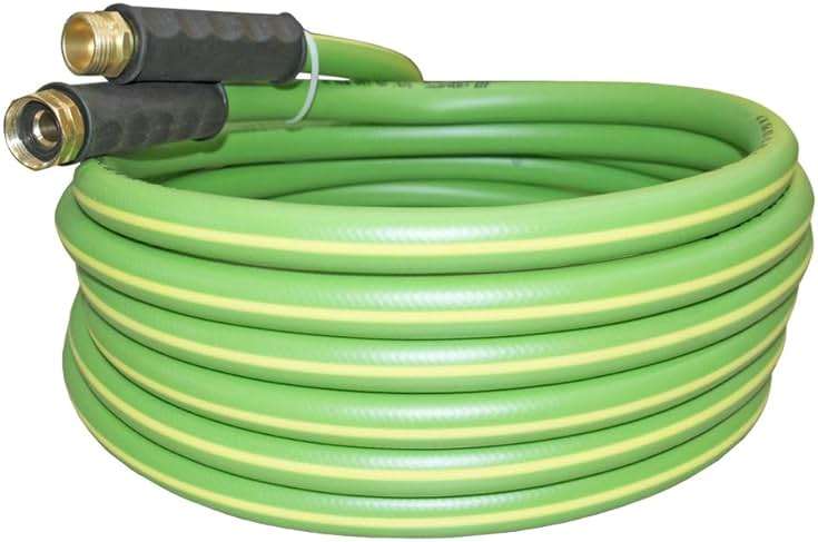 HQMPC Garden Hose 5/8"IDx20' Hose For Garden Lawn Watering Durable PVC Non Kinking Heavy Water Hose with Brass Hose Fittings (20 FEET) - Image 1