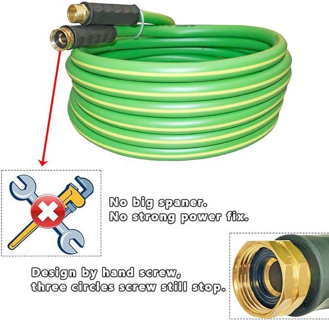 HQMPC Garden Hose 5/8"IDx20' Hose For Garden Lawn Watering Durable PVC Non Kinking Heavy Water Hose with Brass Hose Fittings (20 FEET) - Image 2