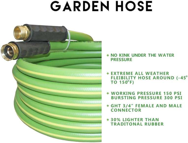 HQMPC Garden Hose 5/8"IDx20' Hose For Garden Lawn Watering Durable PVC Non Kinking Heavy Water Hose with Brass Hose Fittings (20 FEET) - Image 3