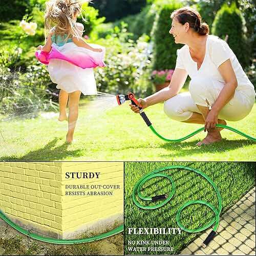 HQMPC Garden Hose 5/8"IDx20' Hose For Garden Lawn Watering Durable PVC Non Kinking Heavy Water Hose with Brass Hose Fittings (20 FEET) - Image 6