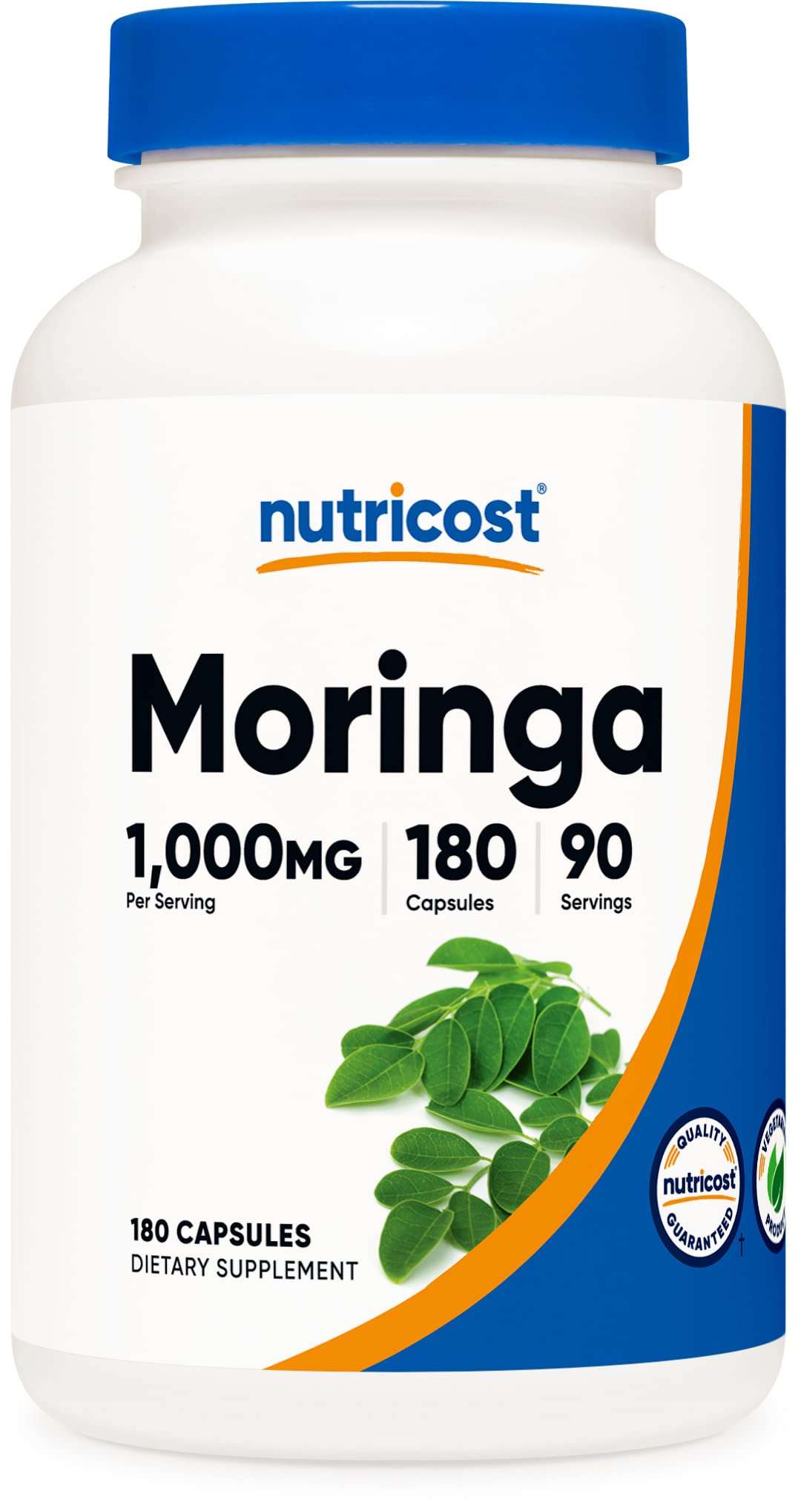 Nutricost Moringa Capsules 500mg, 180 Capsules (90 Servings) - Vegetarian Capsules, Non-GMO, Gluten Free - Image 1