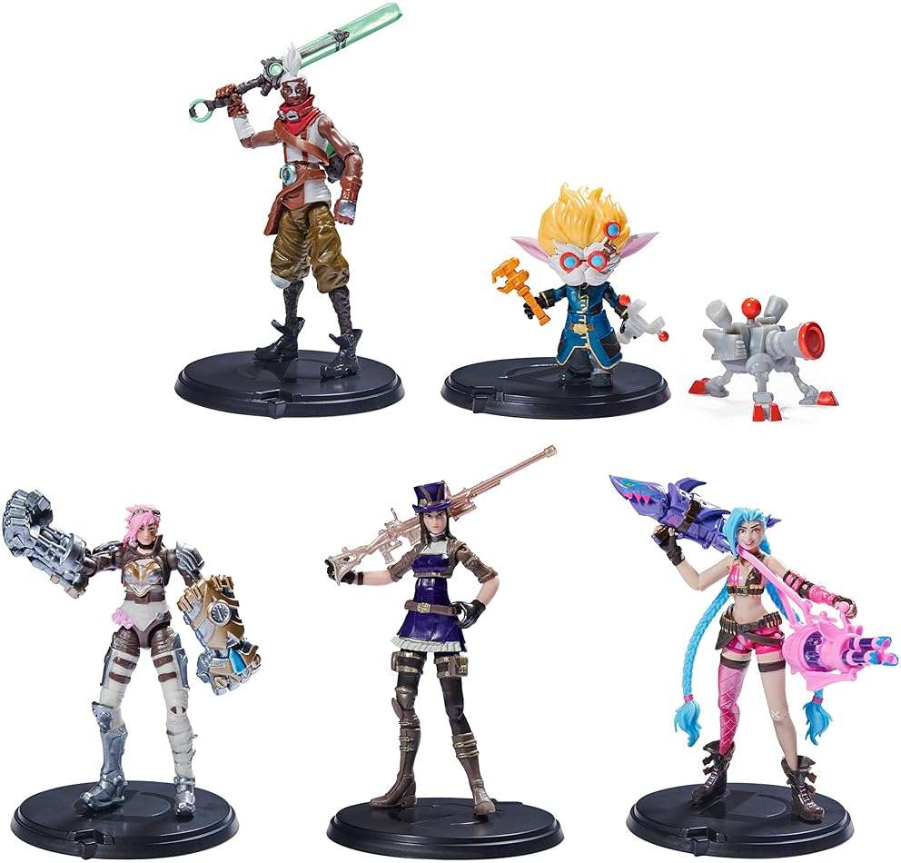 League of Legends, Dual Cities Pack w/Exclusive Jinx, Heimerdinger, Vi, Caitlyn, and Ekko, 4-Inch Collectible Figures, Accessories, Ages 12 and Up - Image 1