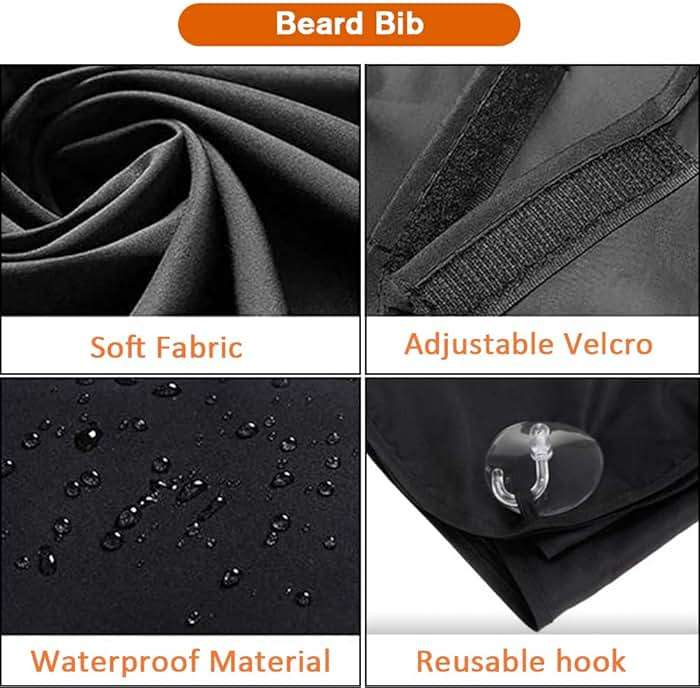Beard Bib Apron for Men, Father's Day Gift Beard Trimming Catcher Bib for Shaving & Hair Clippings, Waterproof Non-Stick Hair Catcher Grooming Cloth with 2 Suction Cups - Image 3