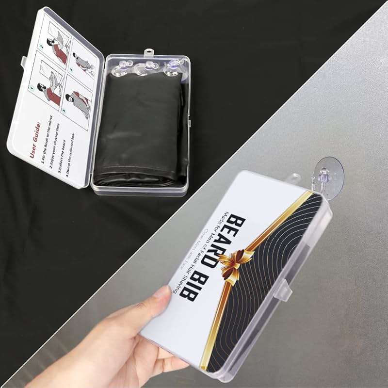 Beard Bib Apron for Men, Father's Day Gift Beard Trimming Catcher Bib for Shaving & Hair Clippings, Waterproof Non-Stick Hair Catcher Grooming Cloth with 2 Suction Cups - Image 5