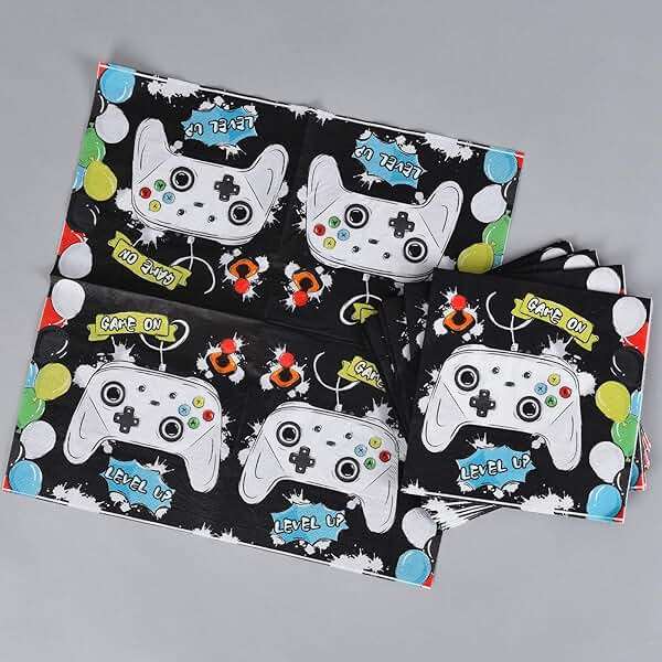 WERNNSAI Gamer Birthday Party Decorations - 48 PCS Birthday Plates and Napkins Black Boy Party Decorations Video Game Plates and Napkins for Boys Game Lovers Parties Supplies - Image 5