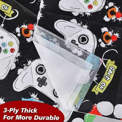 WERNNSAI Gamer Birthday Party Decorations - 48 PCS Birthday Plates and Napkins Black Boy Party Decorations Video Game Plates and Napkins for Boys Game Lovers Parties Supplies - Image 6