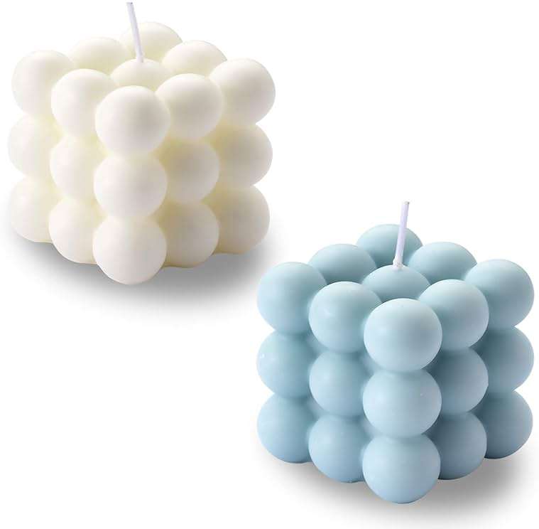 Bubble Candle - Cube Soy Wax Candles, Home Decor Candle, Scented Candle Set 2 Pieces, Home Use and Gifting - Image 1