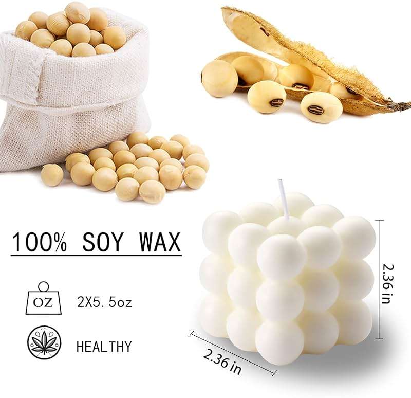 Bubble Candle - Cube Soy Wax Candles, Home Decor Candle, Scented Candle Set 2 Pieces, Home Use and Gifting - Image 2