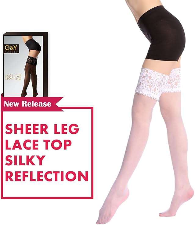 G&Y Thigh High Stockings with Silicone - 15D Sheer Lace Top Nylon Stay Up Pantyhose for Women - Image 6