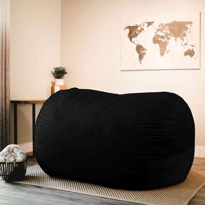 Big Joe Fuf 7Ft Giant Foam Bean Bag Chair, Oversized Couch with Removable Cover for Kids, Teens, Adults, Jet Black Plush, Soft Polyester, 7 Foot - Image 7