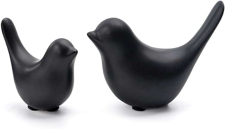 Notakia Small Birds Statues Home Decor Modern Style Decorative Ornaments for Living Room Decor, Bedroom, Office Desktop, Cabinets (Black 2Pcs Birds) - Image 1