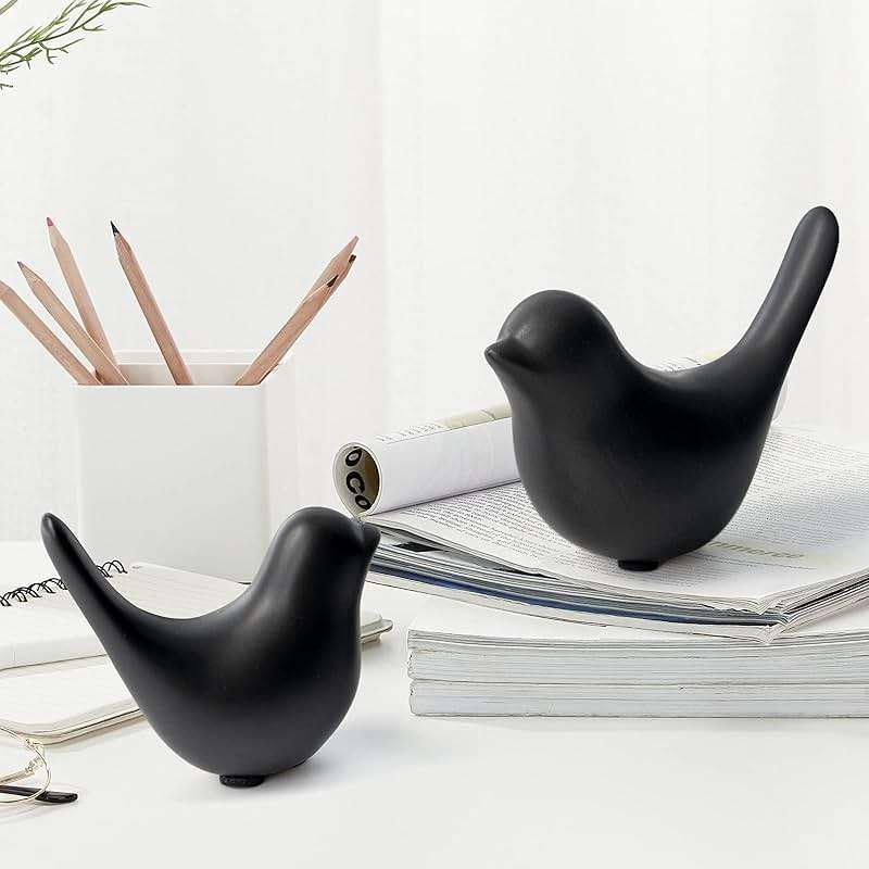 Notakia Small Birds Statues Home Decor Modern Style Decorative Ornaments for Living Room Decor, Bedroom, Office Desktop, Cabinets (Black 2Pcs Birds) - Image 2